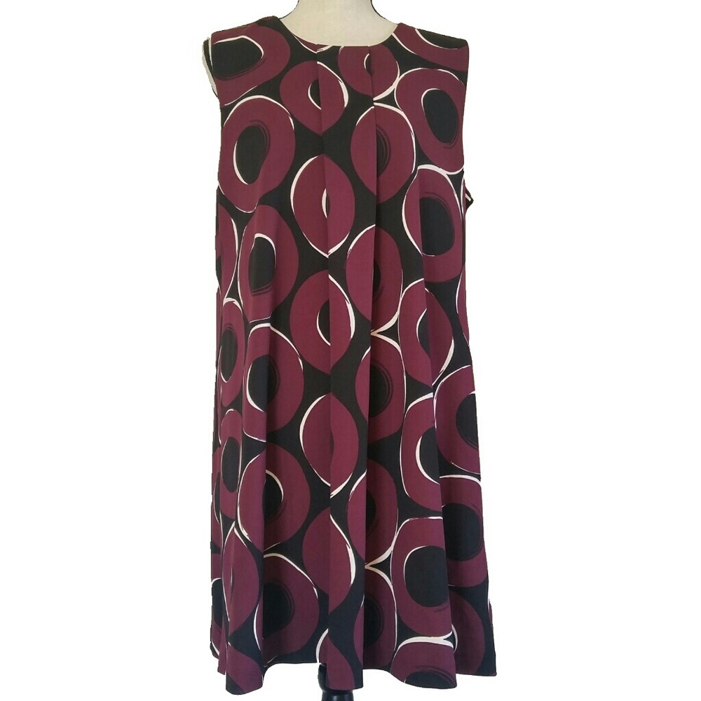 Alfani Burgundy Printed Pleat-Front Shift  size 14